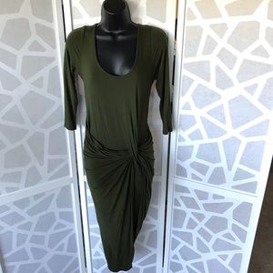 Green Asymmetrical Tie Front Dress